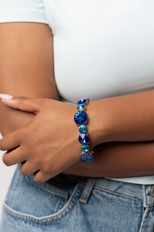 Refreshing Radiance - Blue Stretch Bracelet Life Of The Party August 2023 Paparazzi B1144