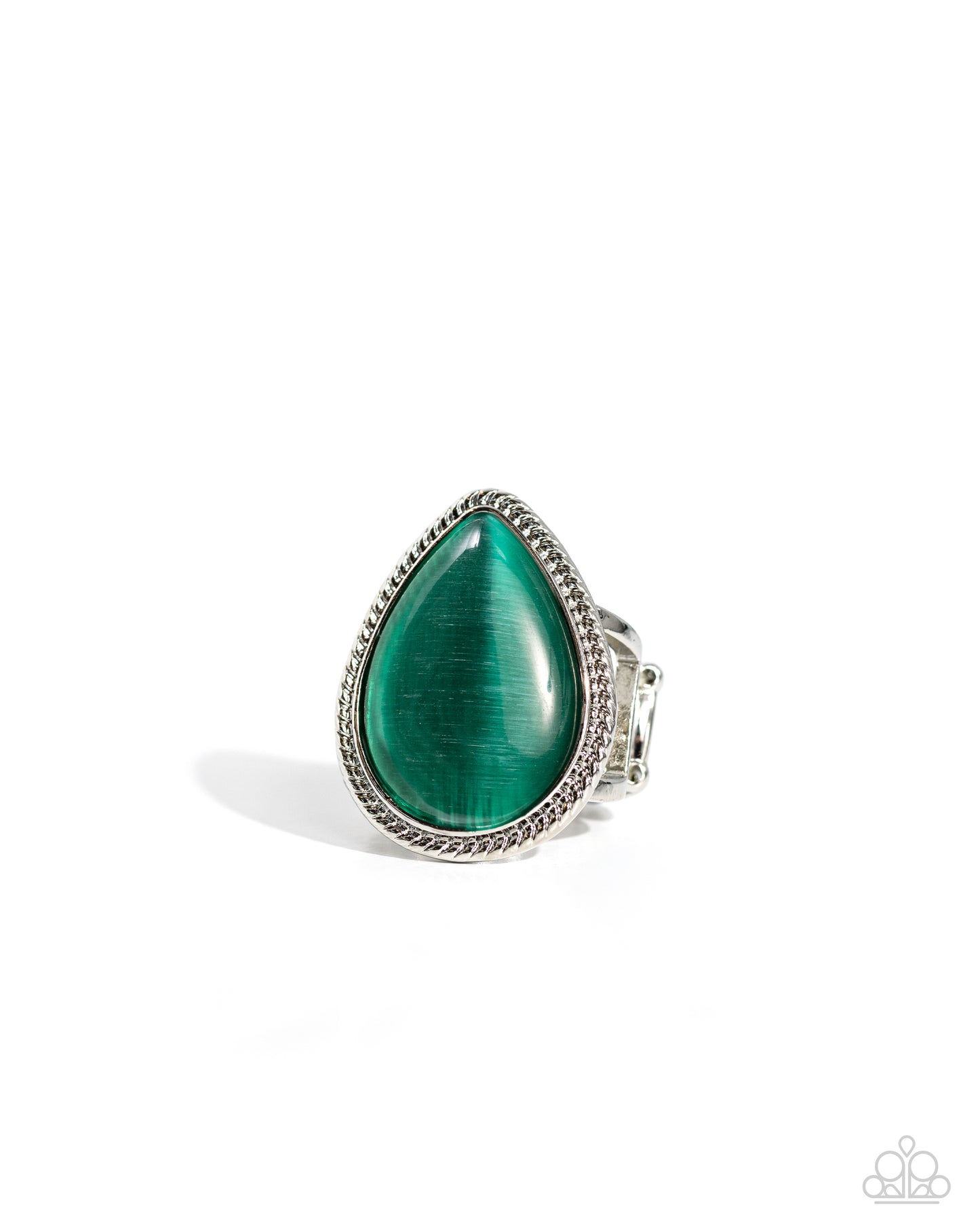 The Rain in MAINE - Green Cat's Eye Teardrop Ring Paparazzi R0526