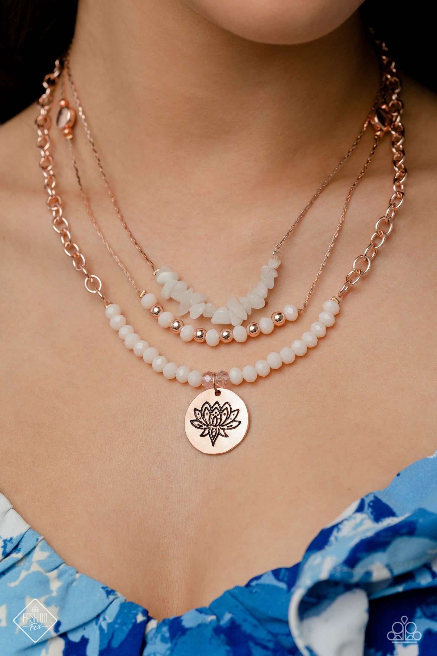 Lotus Luxury - Rose Gold Rose Quartz Necklace Fashion Fix June 2023 Paparazzo N1666