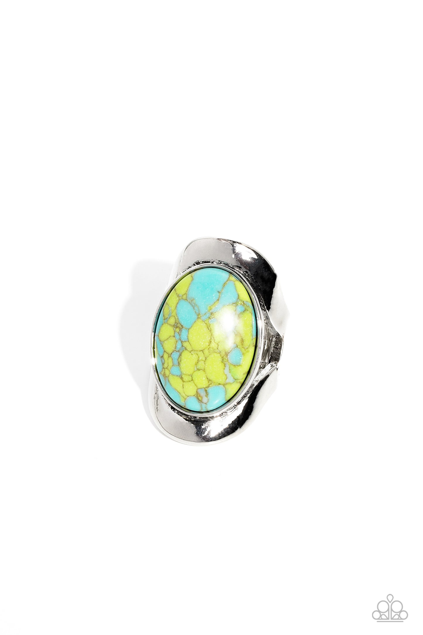 Terrazzo Tribute - Green Terrazzo Marbled Stone Ring Paparazzi R0578