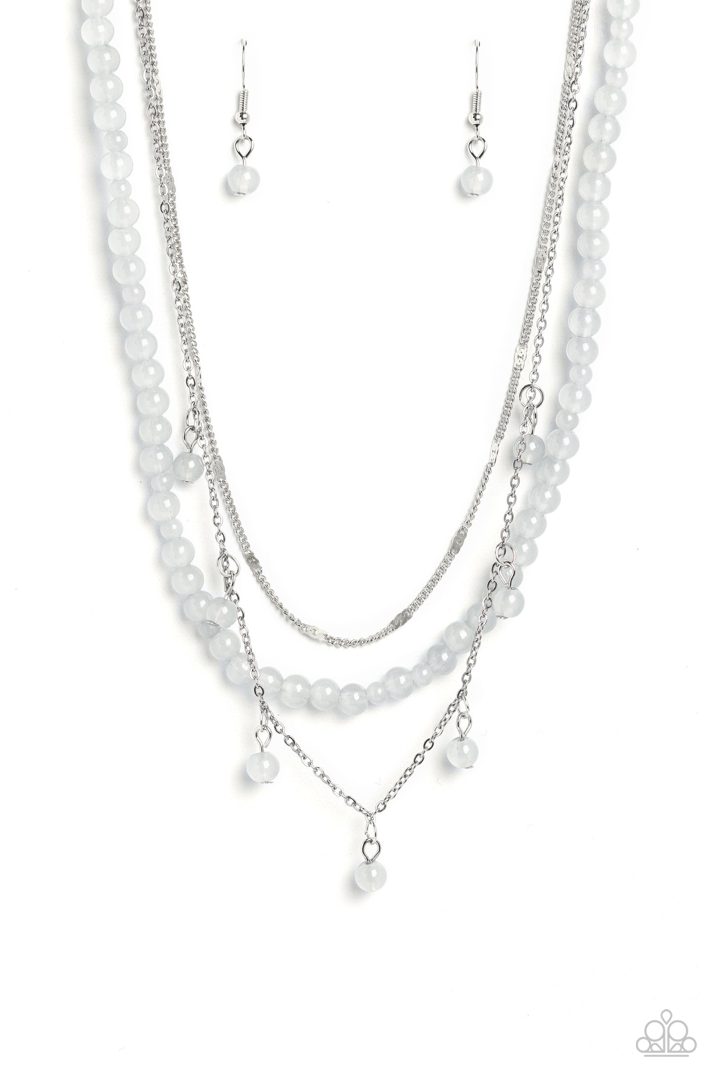 BEAD All About It - Silver & Gray Stone Bead Multilayer Necklace Paparazzi N1768