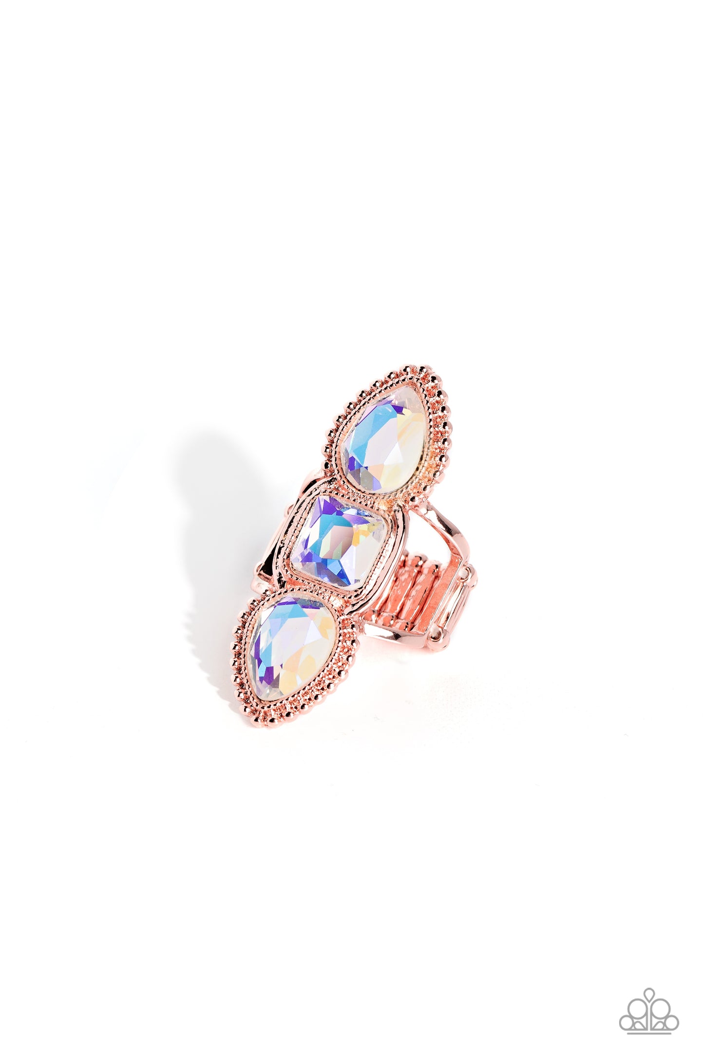 Dazzling Direction - Copper - Shiny Copper & Iridescent Stacked Gem Ring Paparazzi R0603