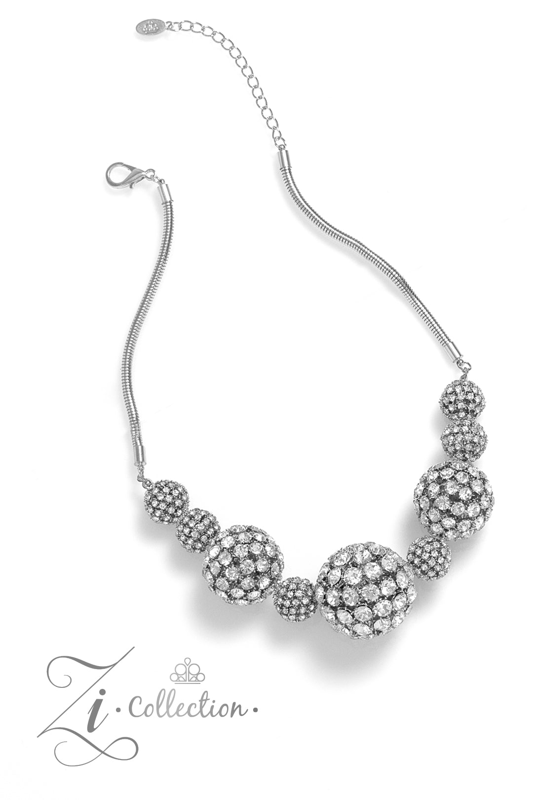 Undaunted - White Rhinestone Sphere Zi Collection Necklace Paparazzi