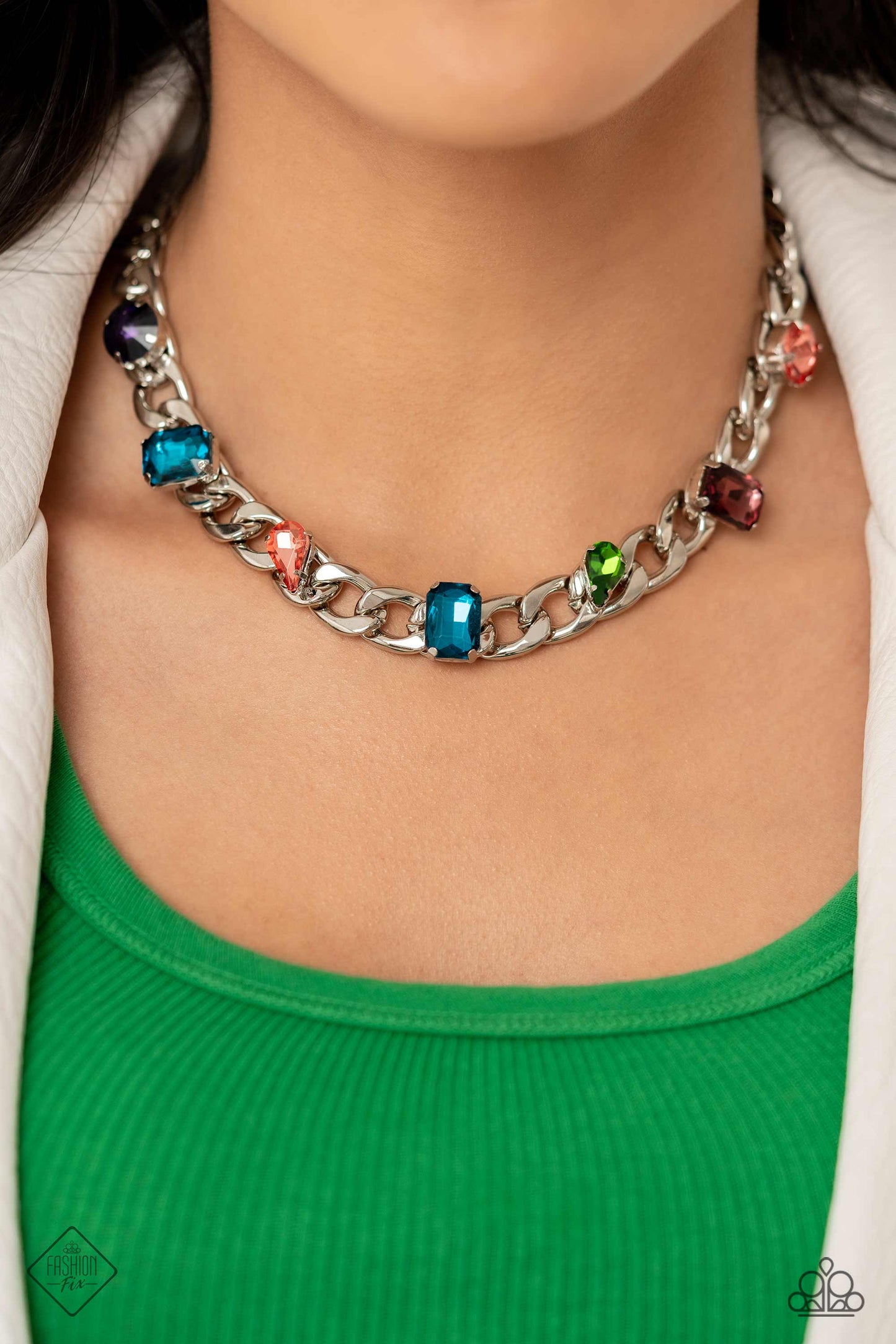 Audaciously Affixed - Multicolored Gem Necklace Fashion Fix August 2023 Paparazzi N1685