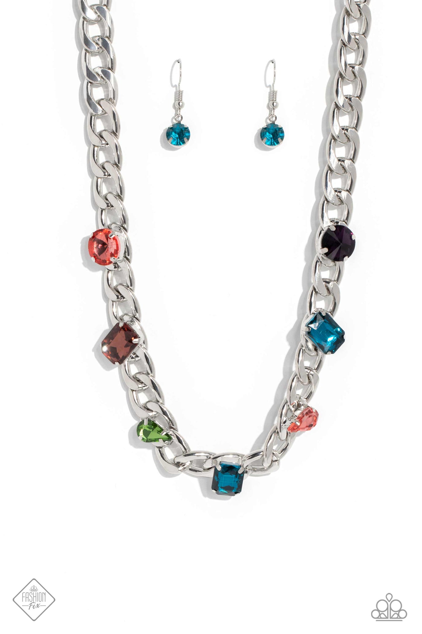 Audaciously Affixed - Multicolored Gem Necklace Fashion Fix August 2023 Paparazzi N1685