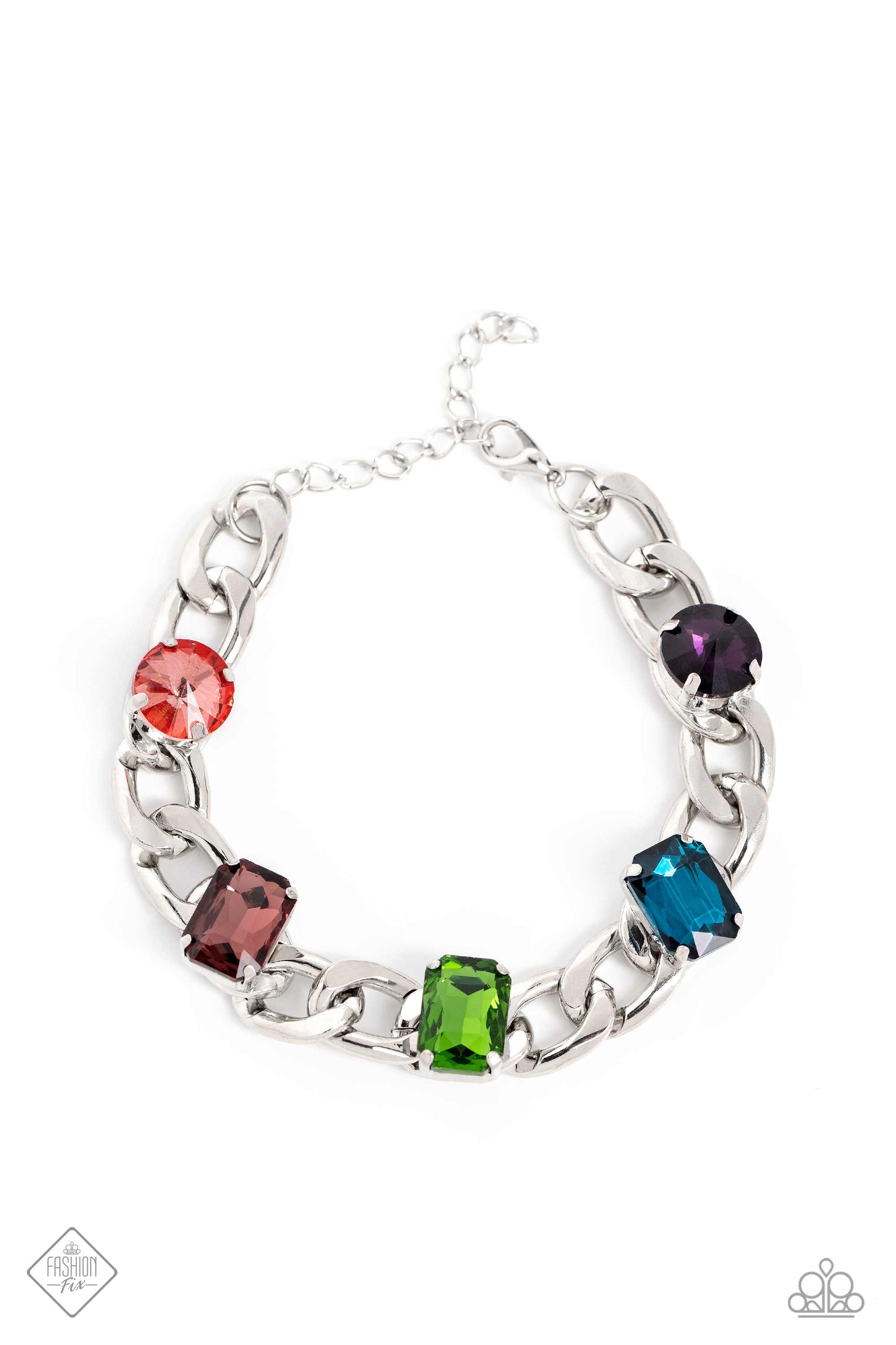 Fearlessly Fastened - Multicolored Gem Bracelet Fashion Fix August 2023 Paparazzi B1166