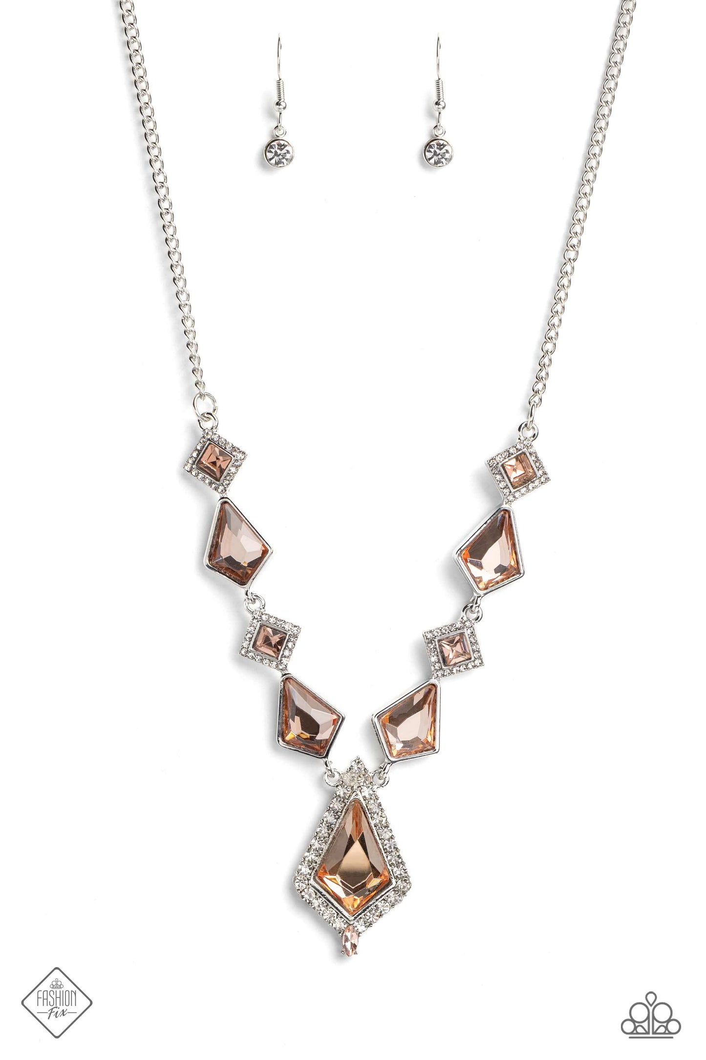 Sharp Showroom - Orange Peach Gem Necklace Fashion Fix May 2023 Paparazzi N1676