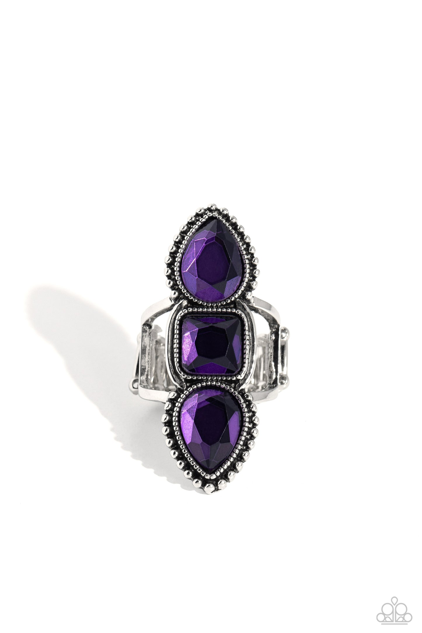 Dazzling Direction - Purple Stacked Gem Ring Paparazzi R0602