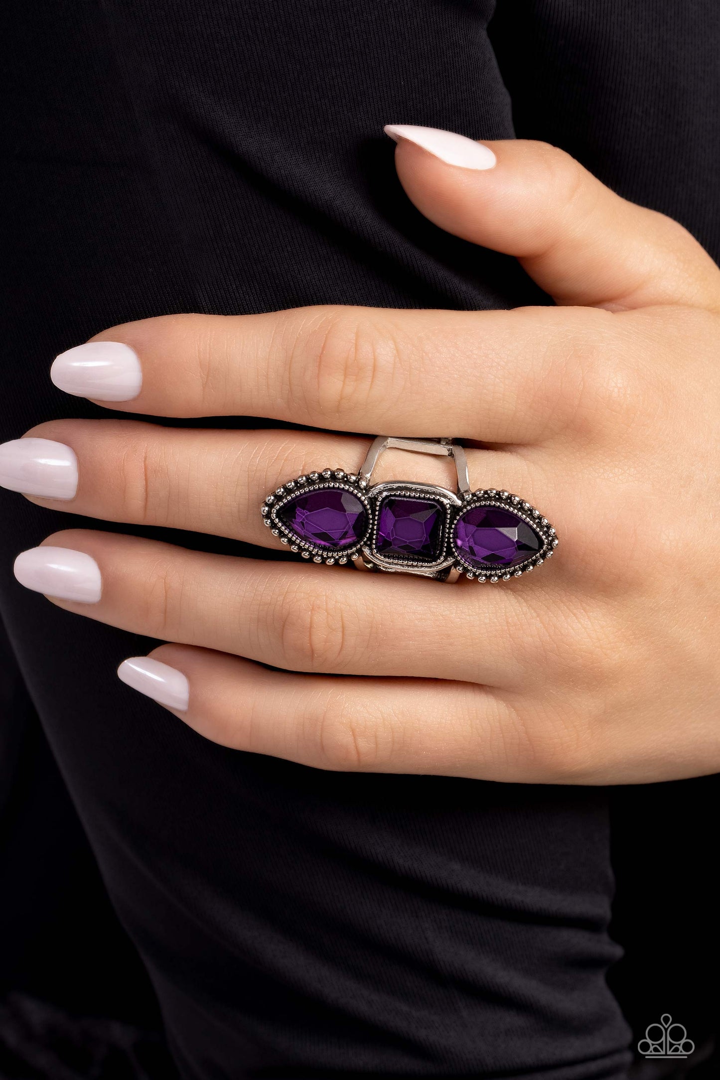 Dazzling Direction - Purple Stacked Gem Ring Paparazzi R0602