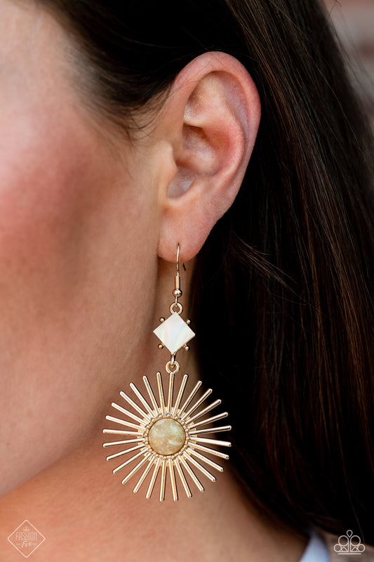 Seize the Sunburst - Gold Sunburst Earring Santa Fe Style Fashion Fix September 2023 Paparazzi E1655