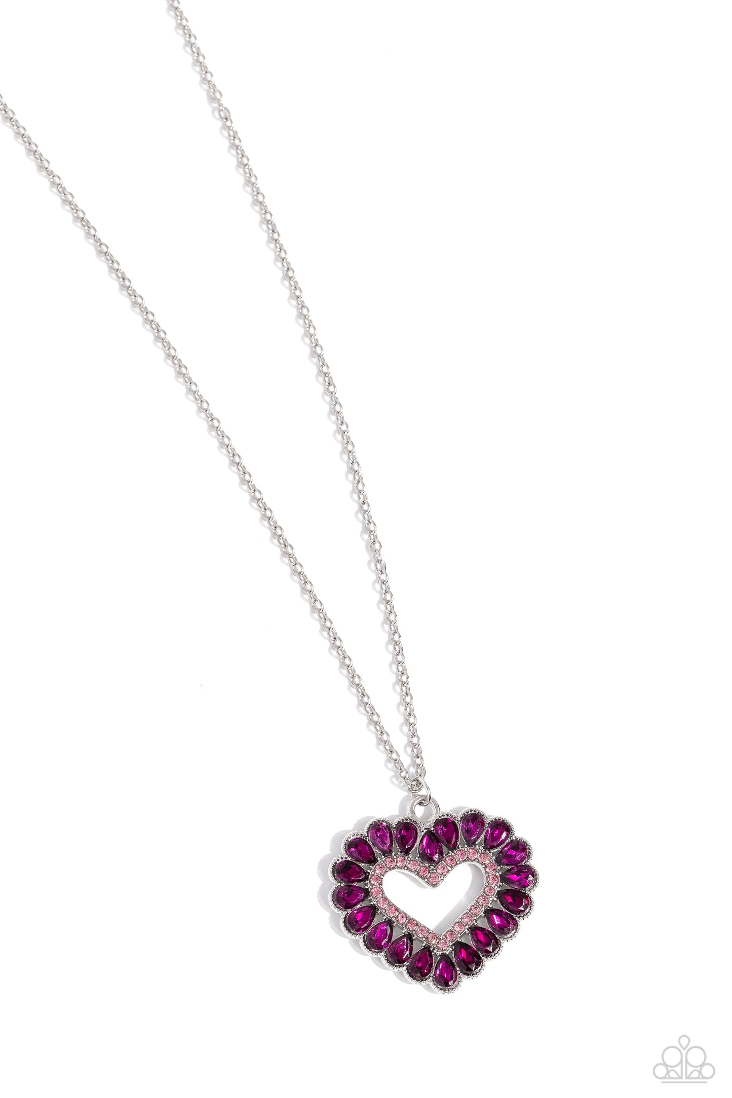 FLIRT No More - Pink Fuchsia Heart Pendant Necklace Paparazzi N1769