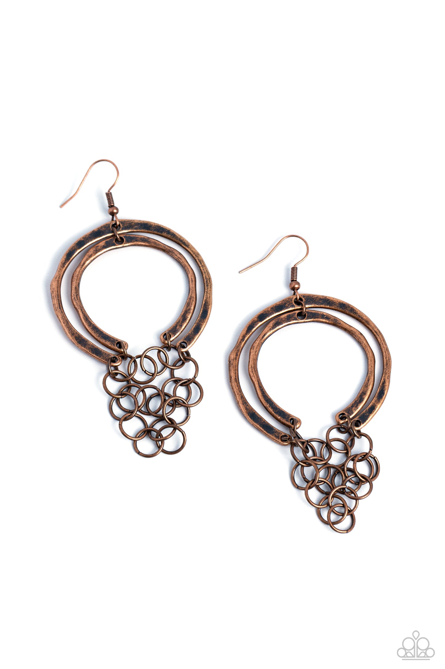 Dont Go CHAINg-ing - Copper Hammered Hoop & Chain Earring Paparazzi E1516