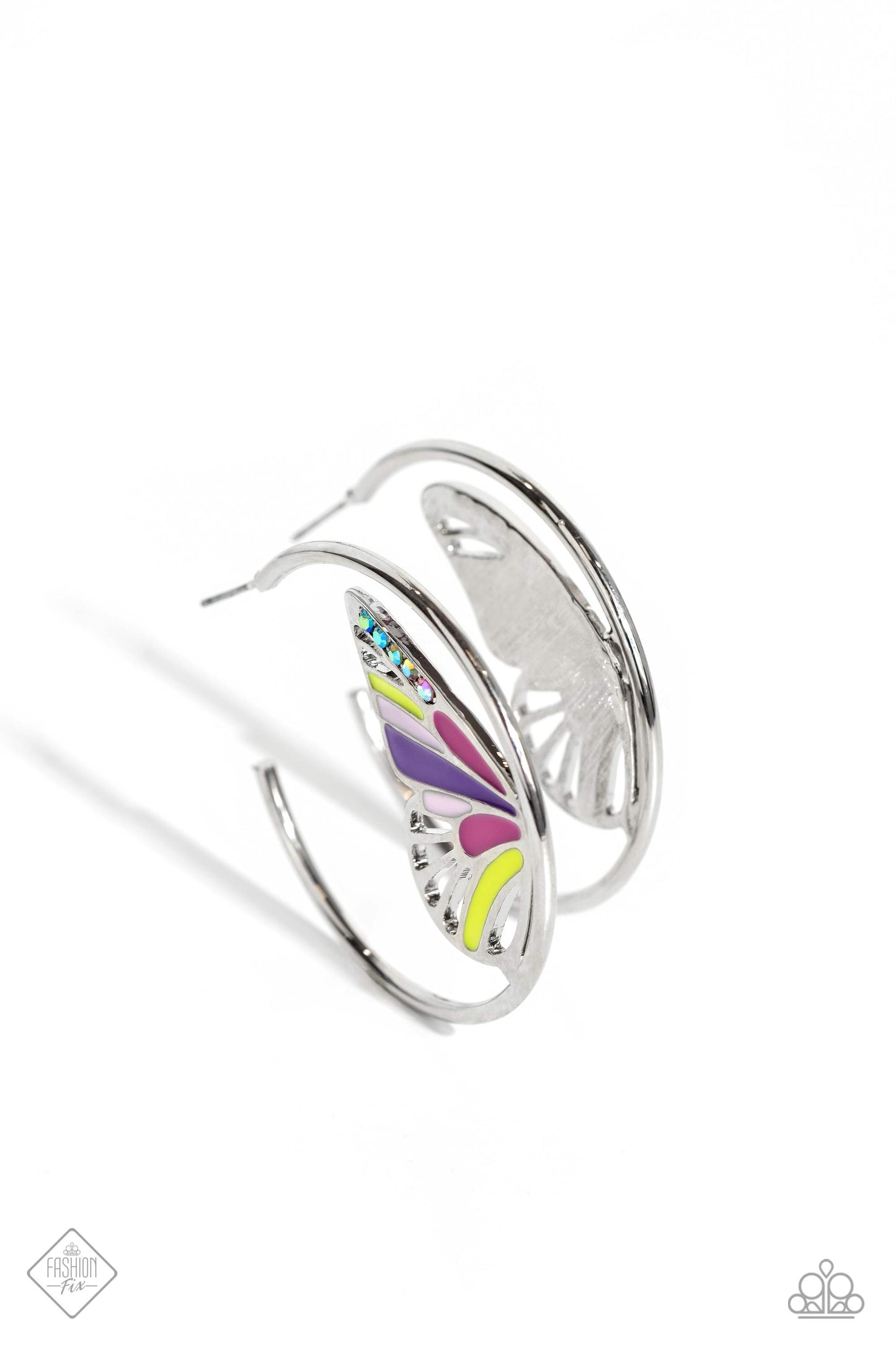 The FLIGHT of the Century - Multicolored Butterfly Hoop Earring Fashion Fix August 2023 Paparazzi E1476