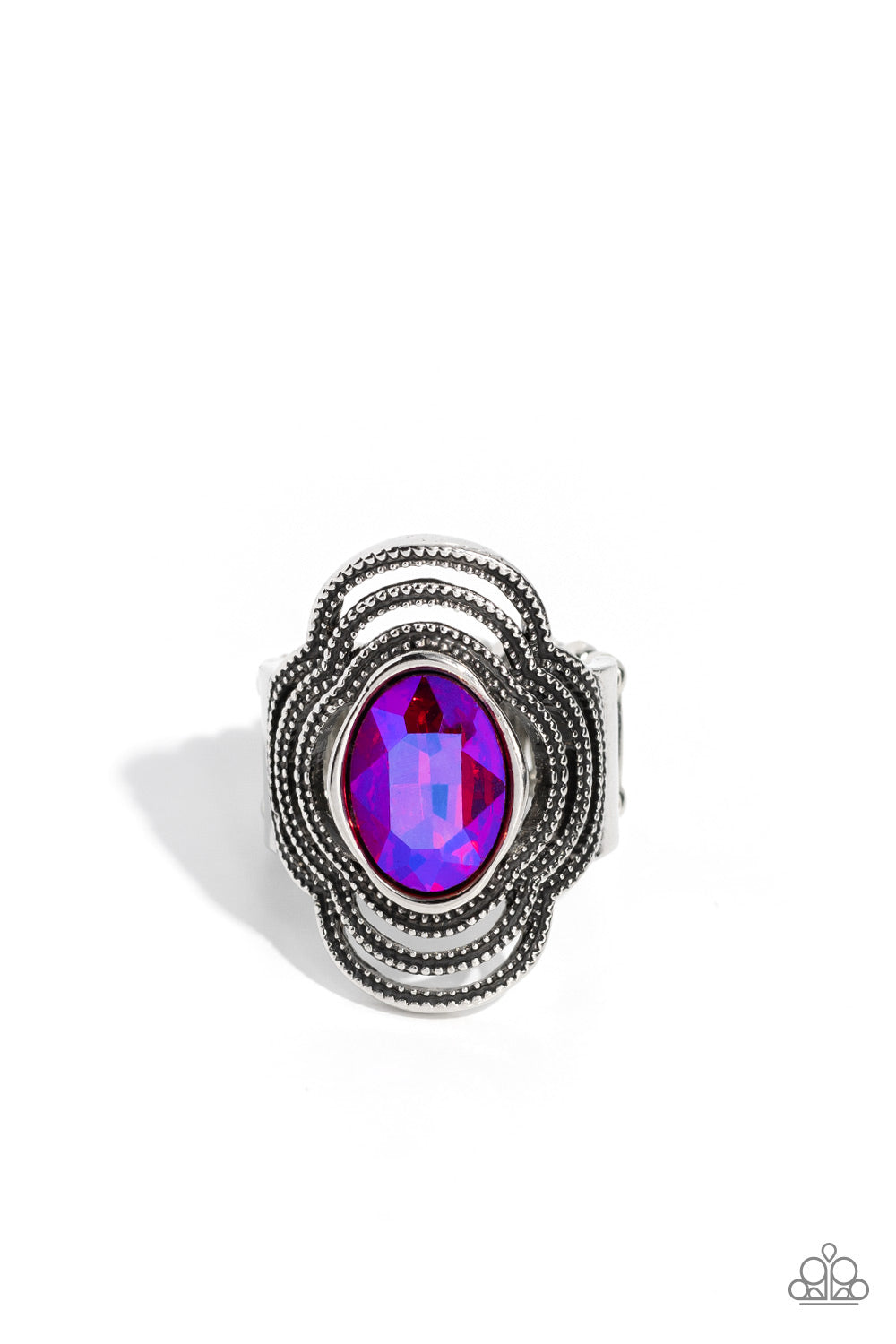 Entrancing Edge - Pink UV Gem Silver Ring Paparazzi R0581