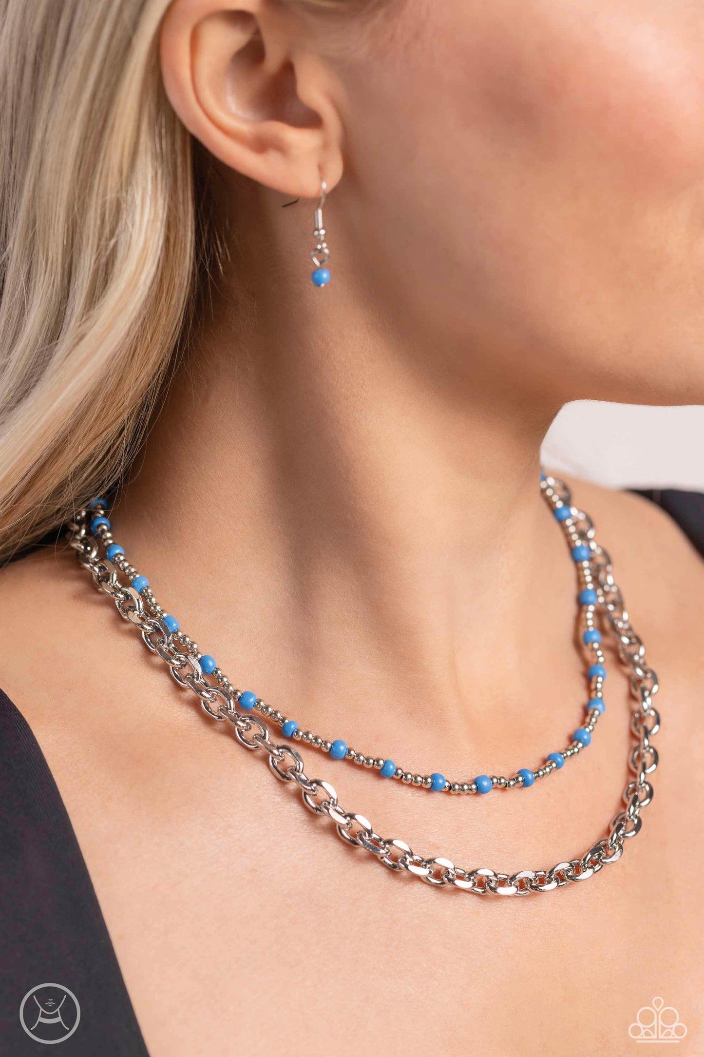 A Pop of Color - Blue Bead Layered Choker Necklace Paparazzi N1843