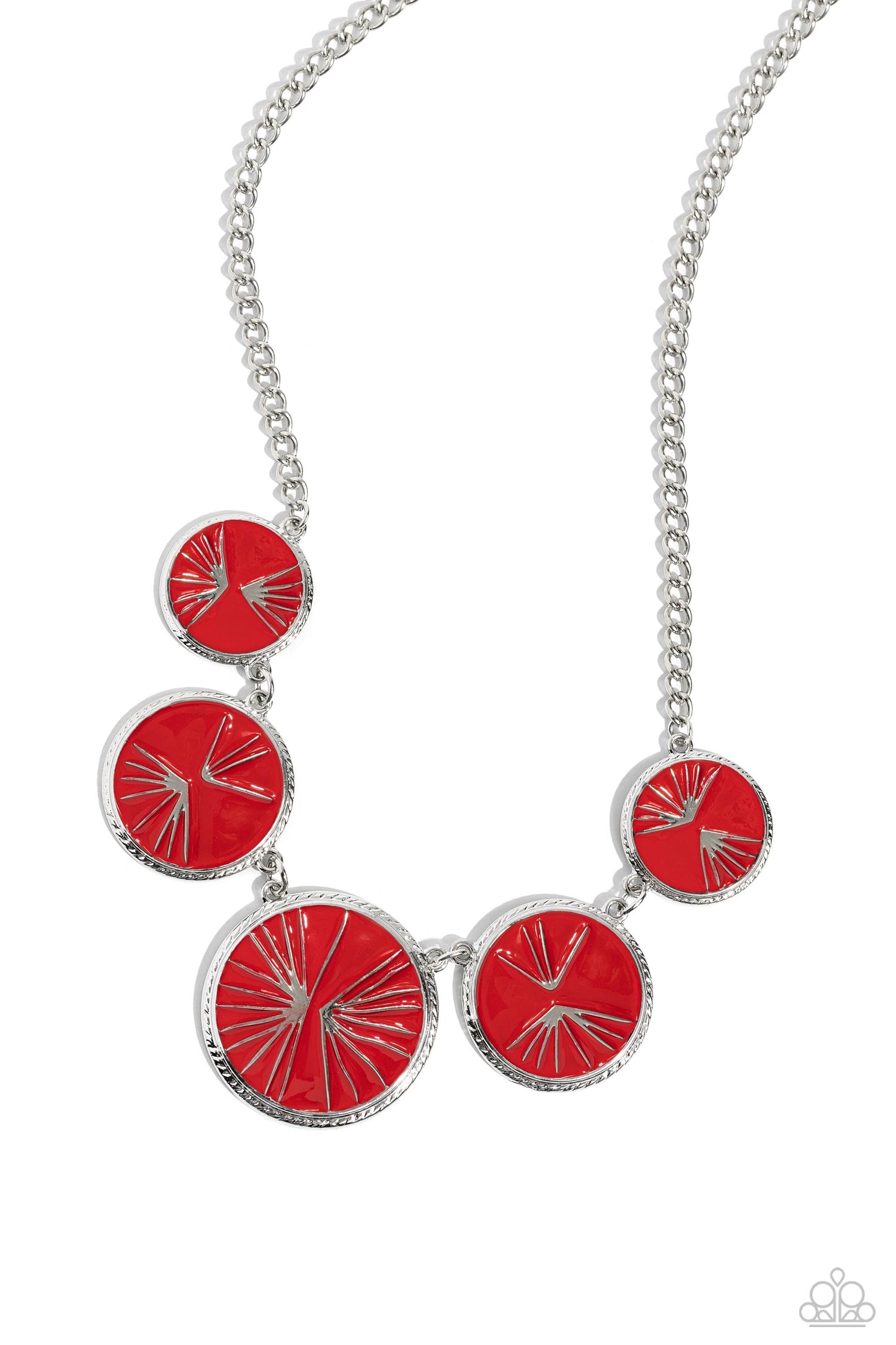 PALM Before the Storm - Red Silver Palm Necklace Paparazzi N1878