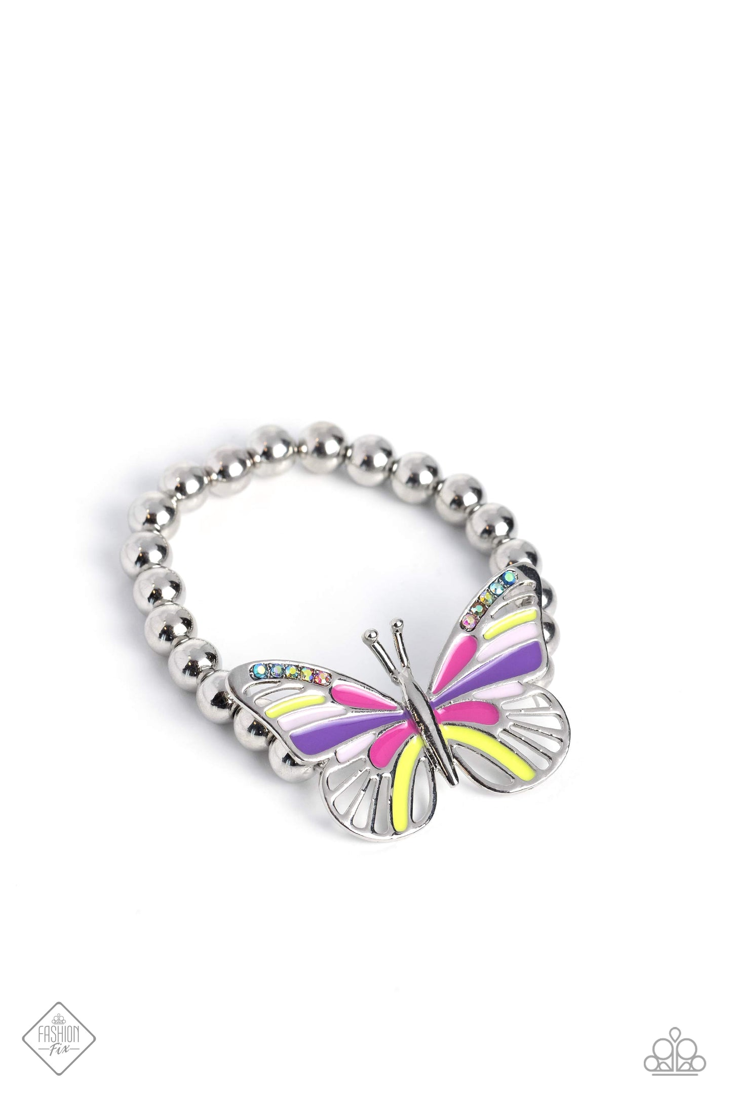 Cant FLIGHT This Feeling - Multi Color Butterfly Stretch Bracelet Fashion Fix August 2023 Paparazzi B1164