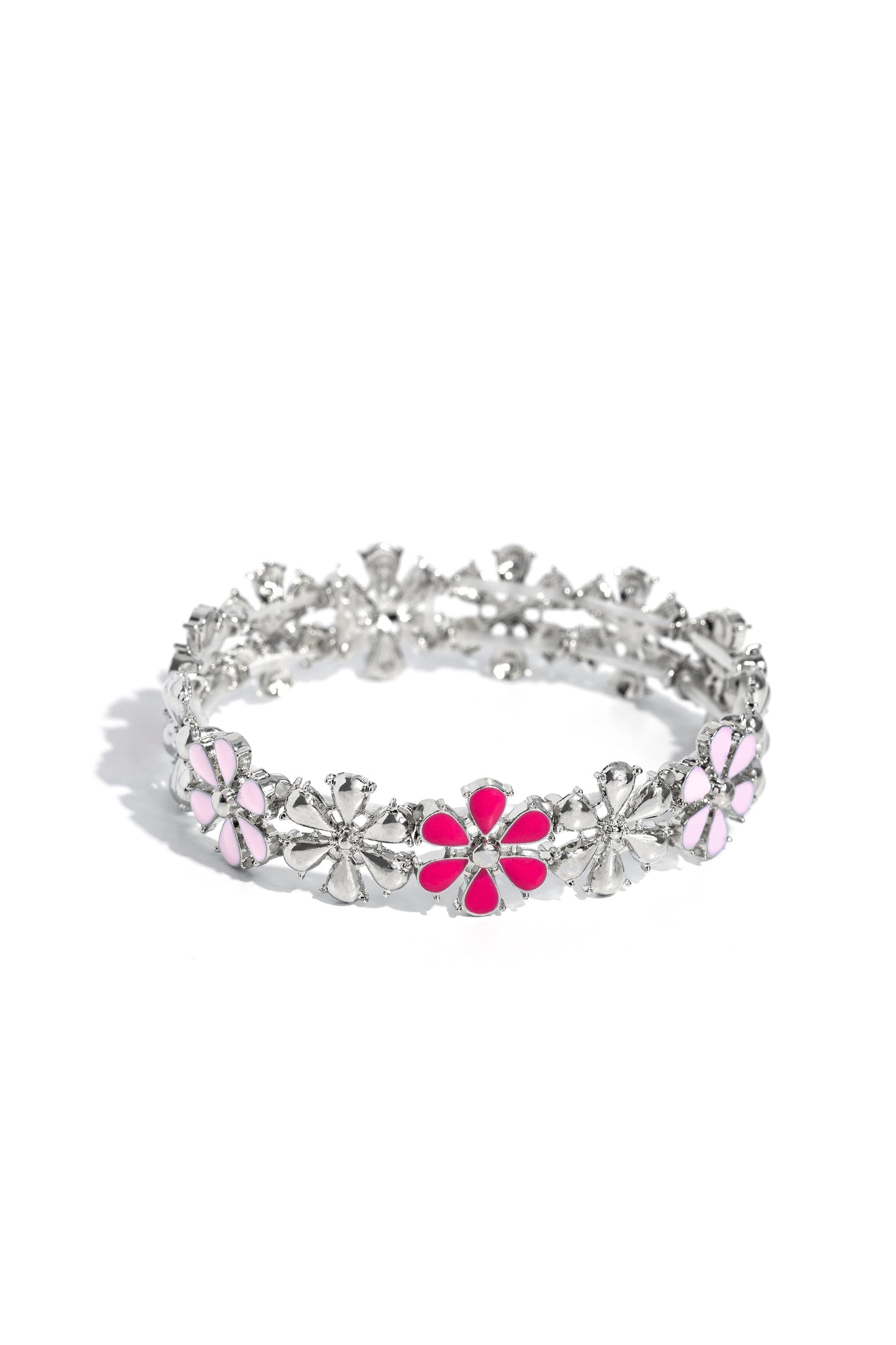 Floral Fair - Pink Peacock, Light Pink Flower Stretch Bracelet Paparazzi B1278