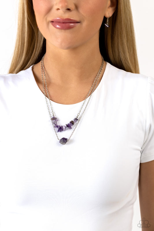 Chiseled Caliber - Purple Amethyst Stone Layered Necklace Paparazzi N1875