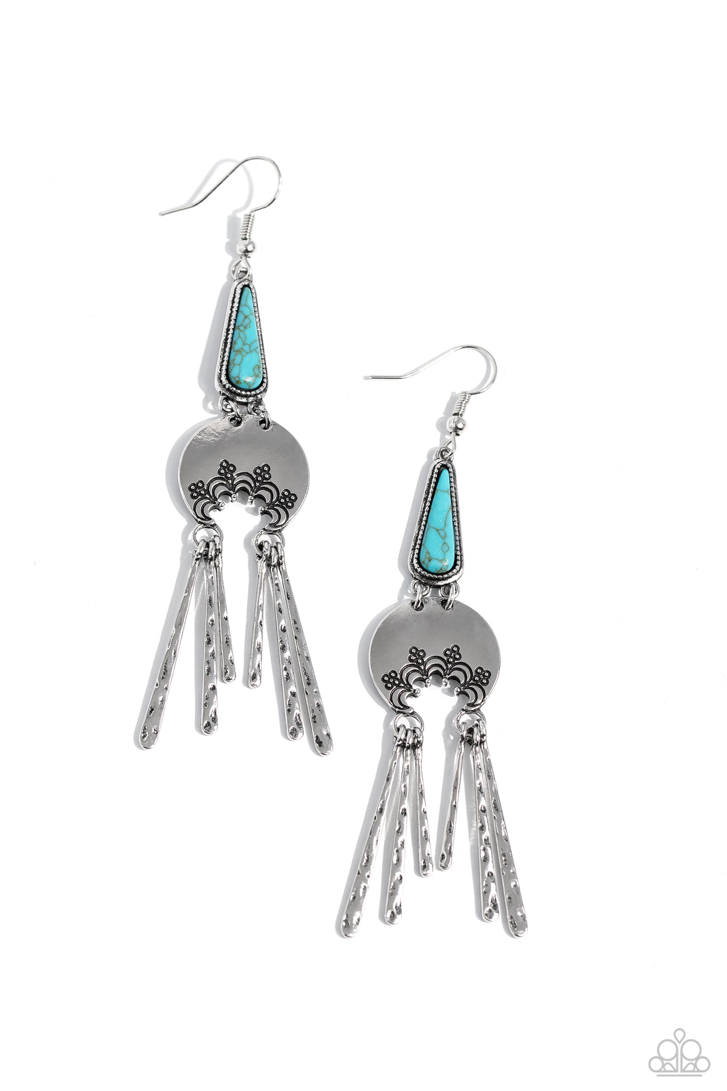 Highland Haute - Blue Turquoise Stone Silver Half Moon Santa Fe Style Earring 2023 Convention Exclusive aparazzi E1542