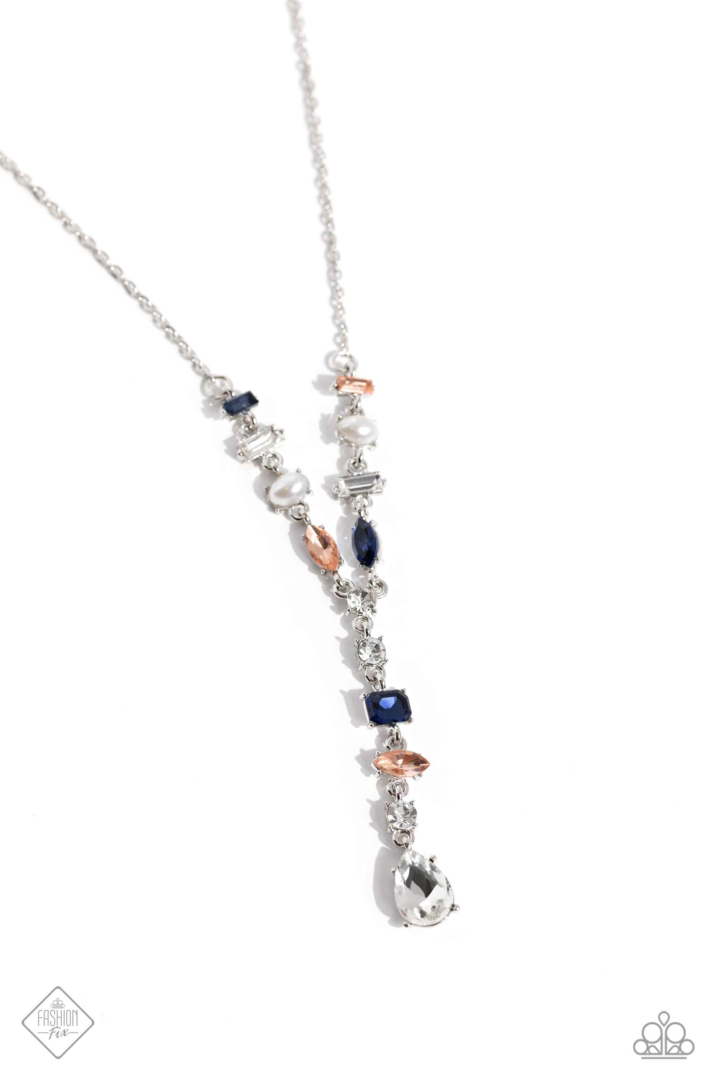 Dreamy Dowry - Multi White, Blue Peachy Gem & White Pearl Necklace September 2023 Fashion Fix Paparazzi N1804