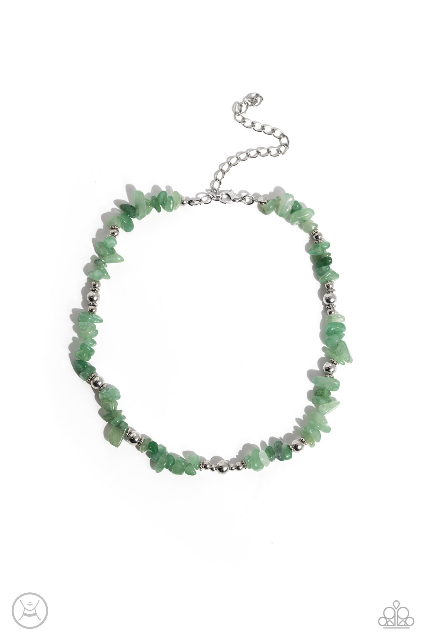 Carved Confidence - Green Jade Stone Choker Necklace Paparazzi N1770