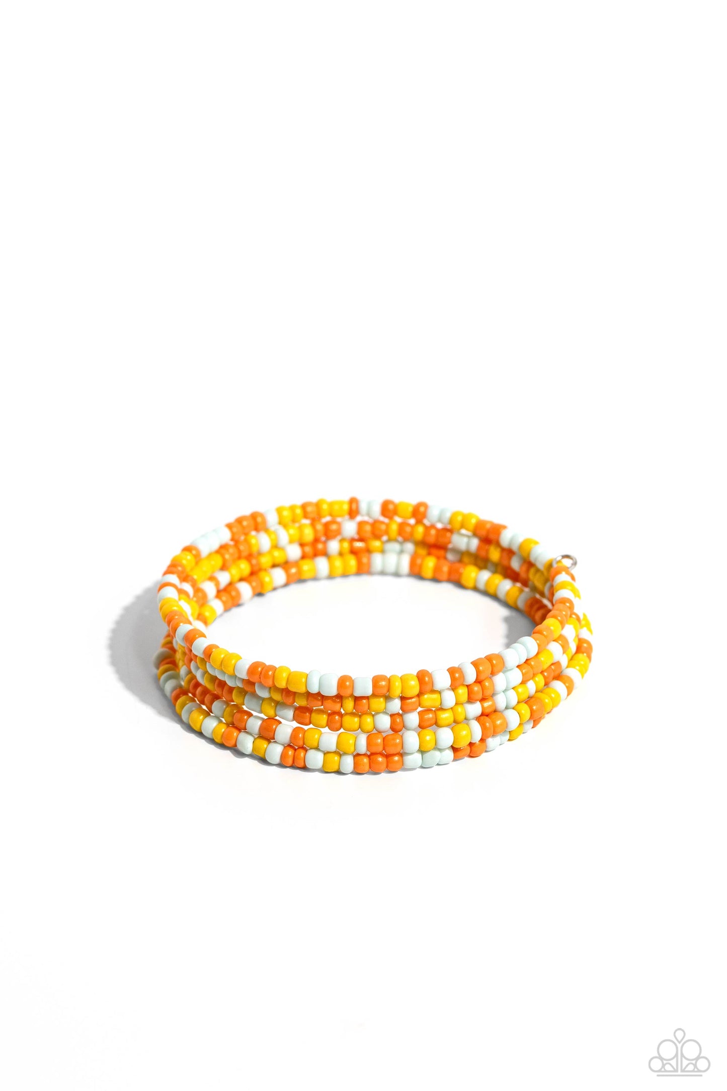 Coiled Candy - Yellow, Orange, Peach, Light Blue Seed Bead Coil Bracelet Paparazzi B1292