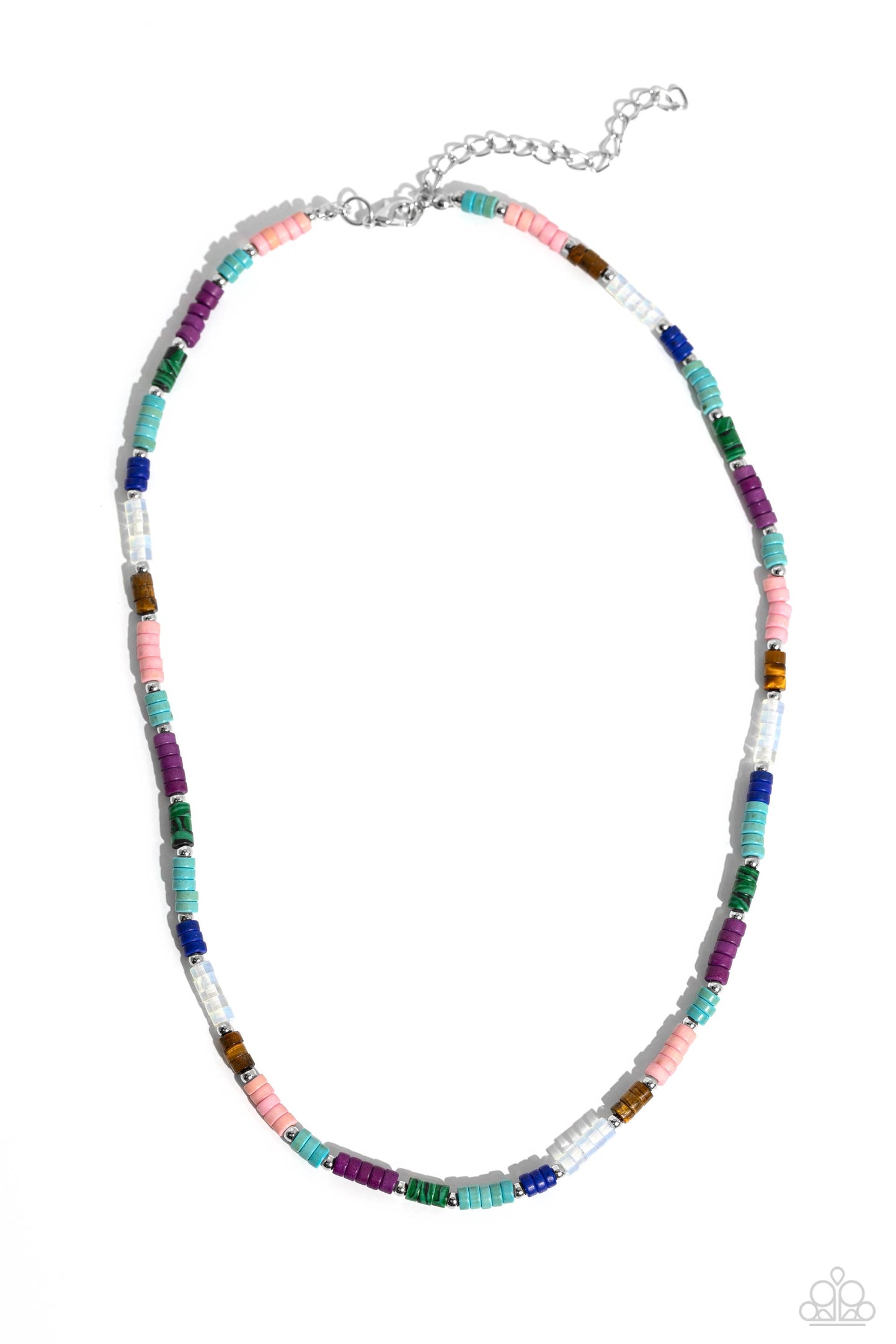 Oasis Outline - Multi Colored Stone Disc Necklace Paparazzi N2037