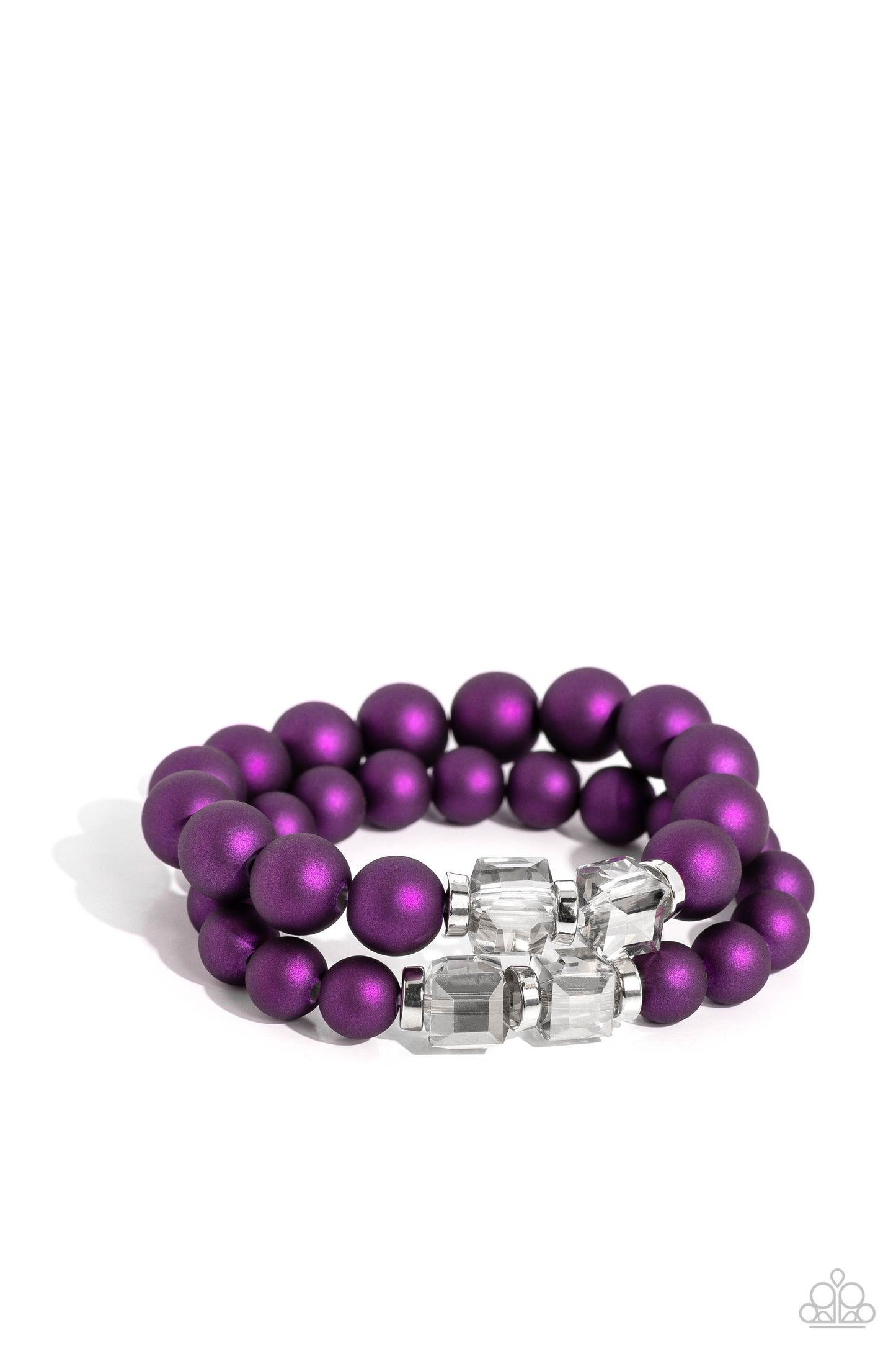 Shopaholic Showdown - Purple Shimmer Stretch Bracelet Set Paparazzi B1223