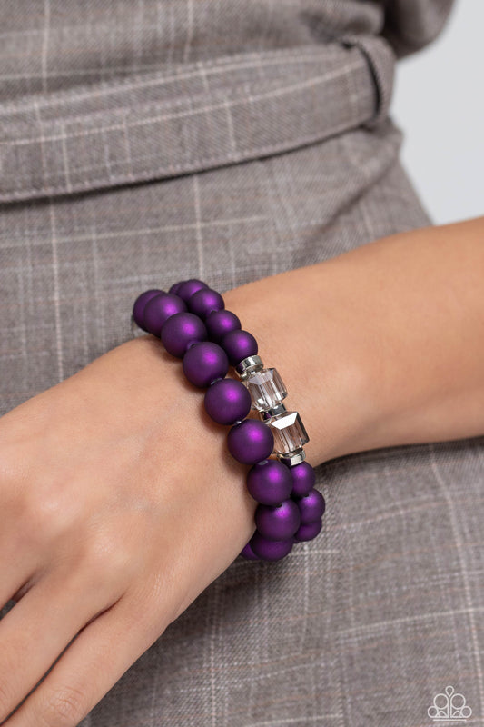 Shopaholic Showdown - Purple Shimmer Stretch Bracelet Set Paparazzi B1223