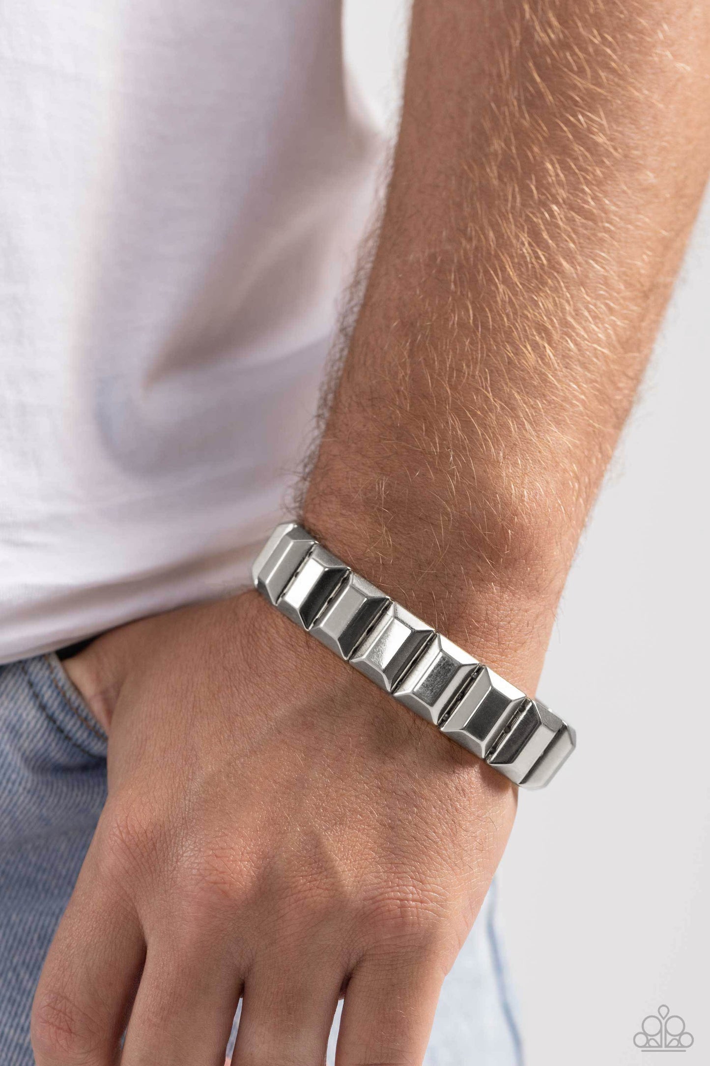 Chunky Champion - Silver Industrial Finish Urban Bracelet Paparazzi B1196