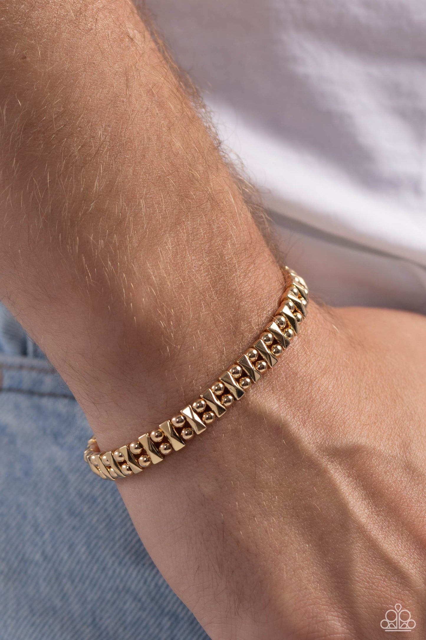 Fortune Favors The Fierce - Gold Urban Stretch Bracelet Paparazzi B1289