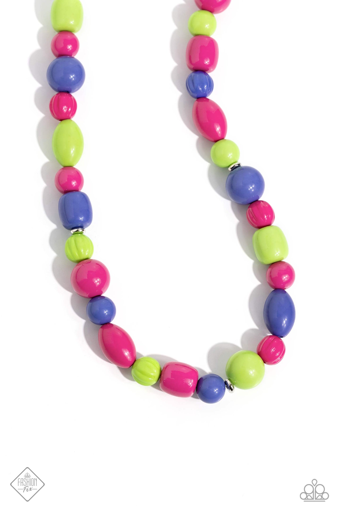 Perfectly Poppin - Pink Rose Violet, Kohlrabi & Persion Jewel Bead Necklace Fashion Fix November 2023 Paparazzi N2051