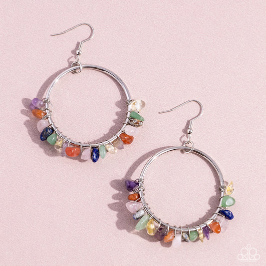 Handcrafted Habitat - Multi Colored Stone Jade, Amethyst, Lapis, Turquoise, Rose Quartz Earring Paparazzi E1773