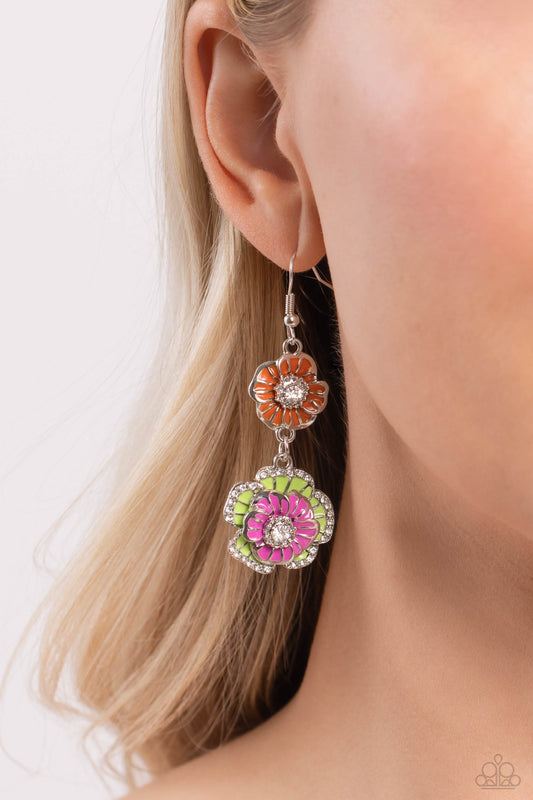 Intricate Impression - Multi Colored Flower Earring Paparazzi E1726