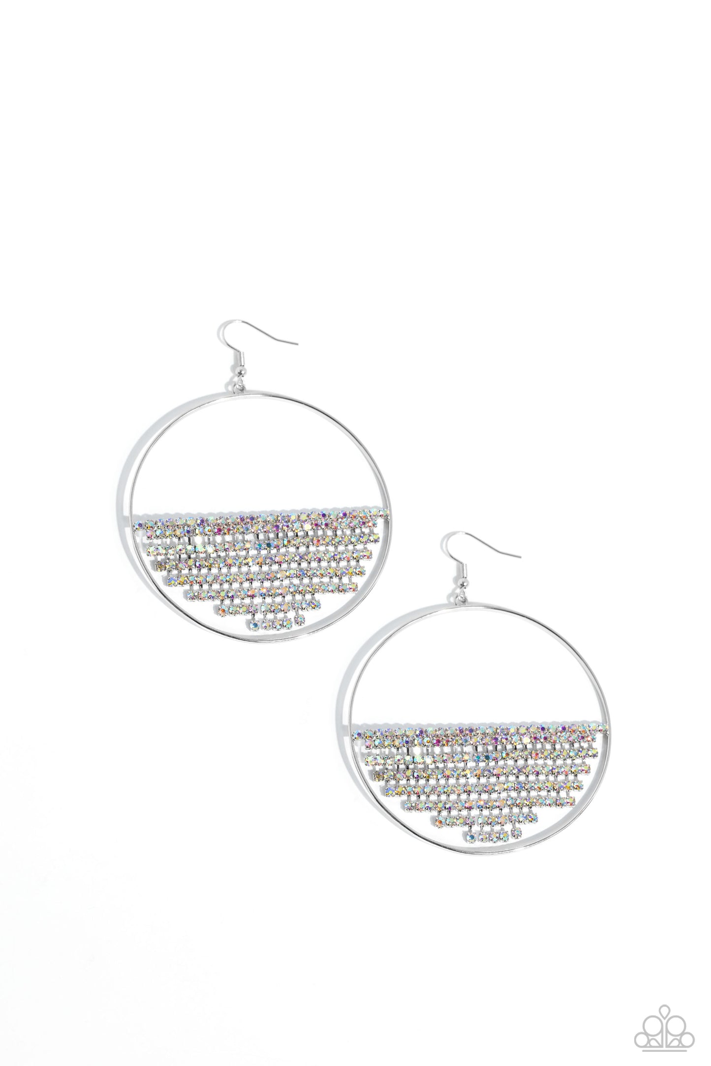 Fierce Fringe - Multi Iridescent Rhinestone Earring E1470