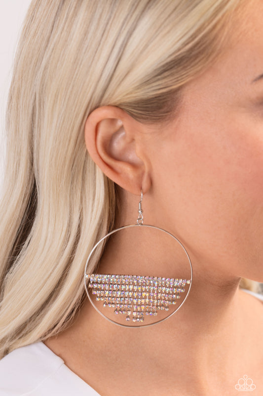 Fierce Fringe - Multi Iridescent Rhinestone Earring E1470