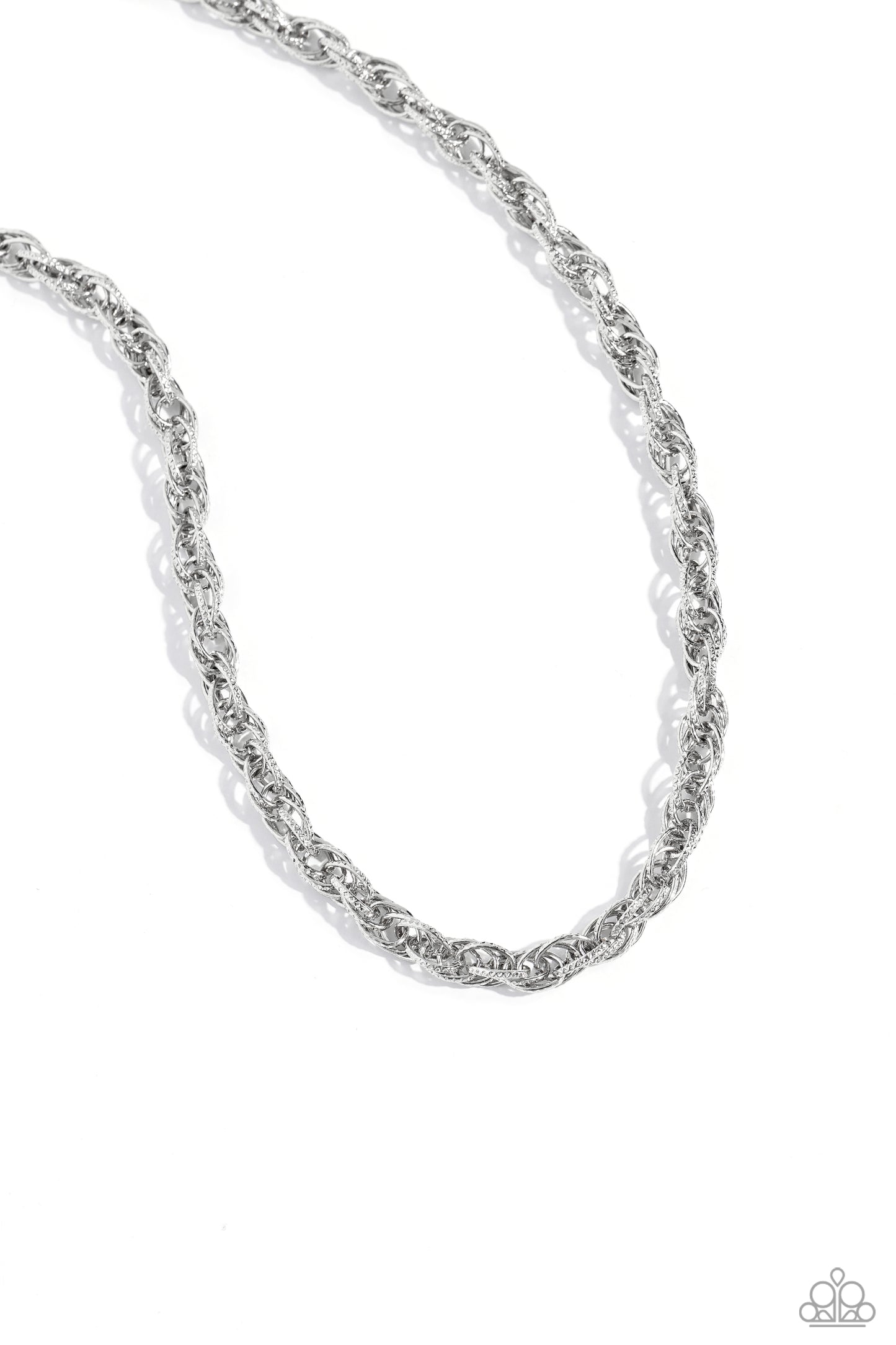 Braided Ballad - Silver Interconnected Braided Chain Necklace Paparazzi N1877