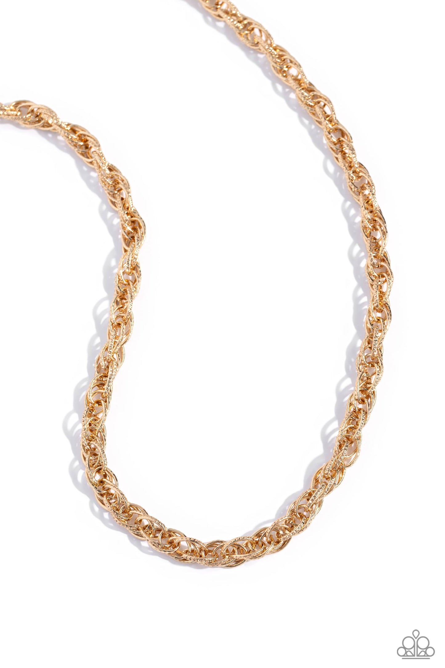 Braided Ballad - Gold Interconnected Braid Chain Necklace Paparazzi N2109