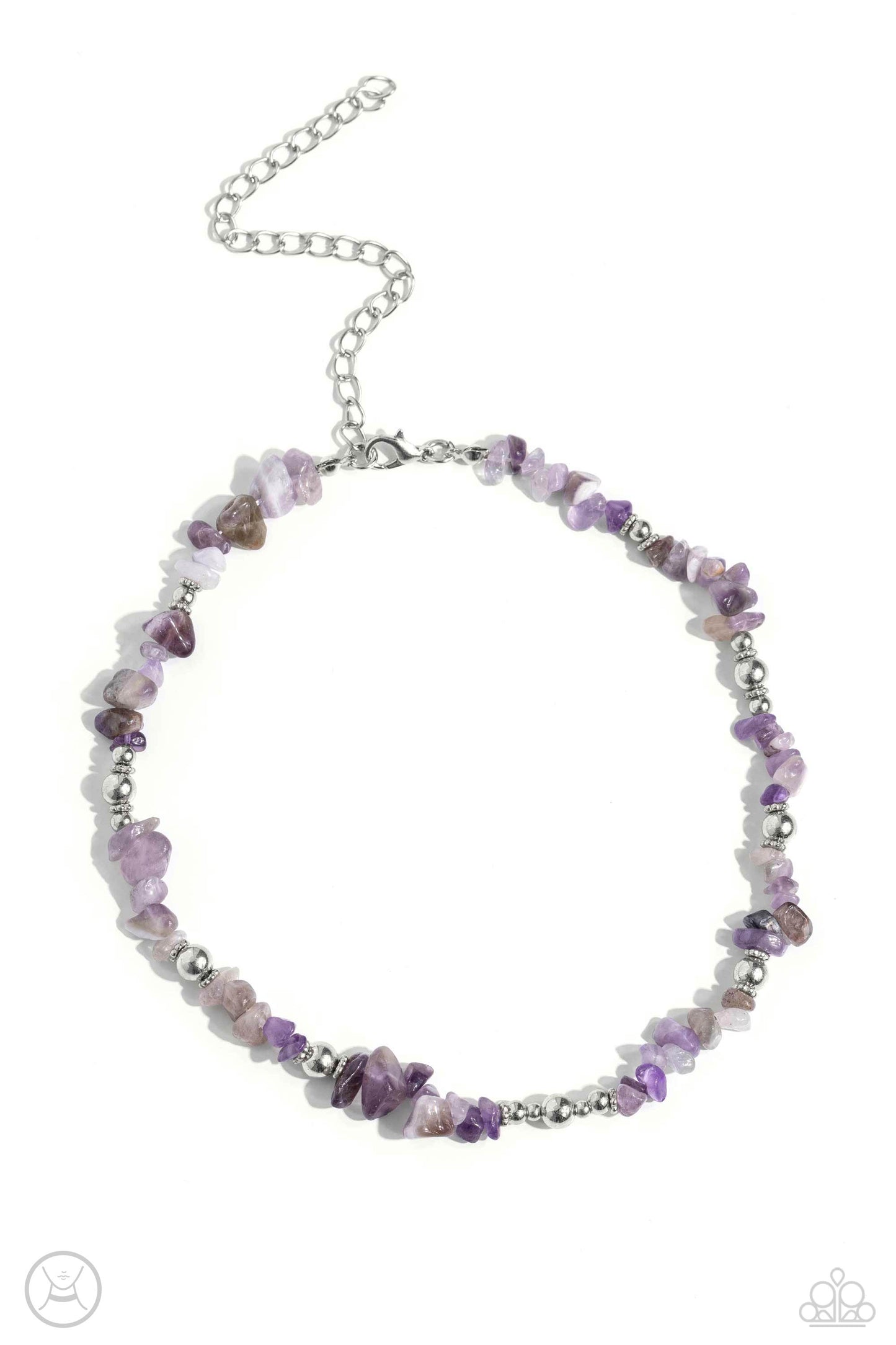 Carved Confidence - Purple Amethyst Stone Choker Necklace Paparazzi N1717