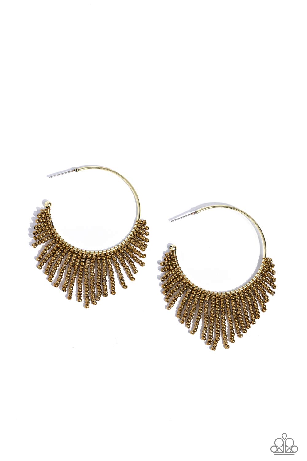 Tailored Tassel - Brass Seed Bead 1 1/2 Inch Hoop Earring Paparazzi E1444