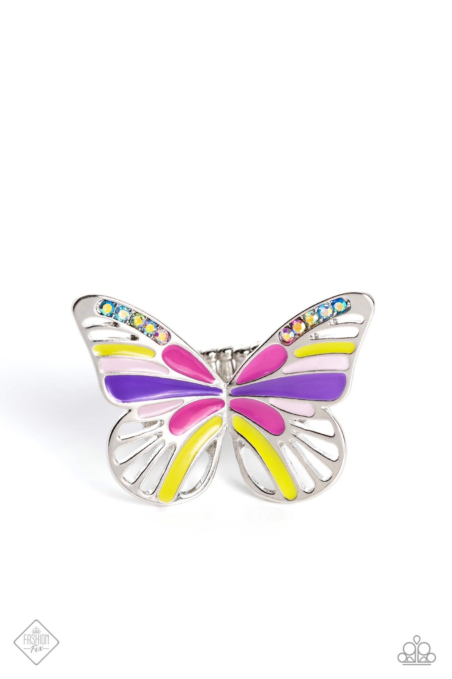 Do the FLIGHT Thing - Multi Colored Butterfly Ring Fashion Fix August 2023 Paparazzi R0506