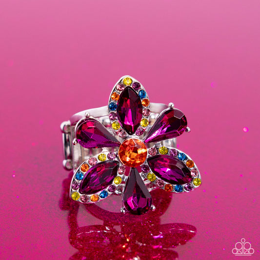 Blazing Blooms - Multi Color Flower Ring Life Of The Party December 2023 R0670