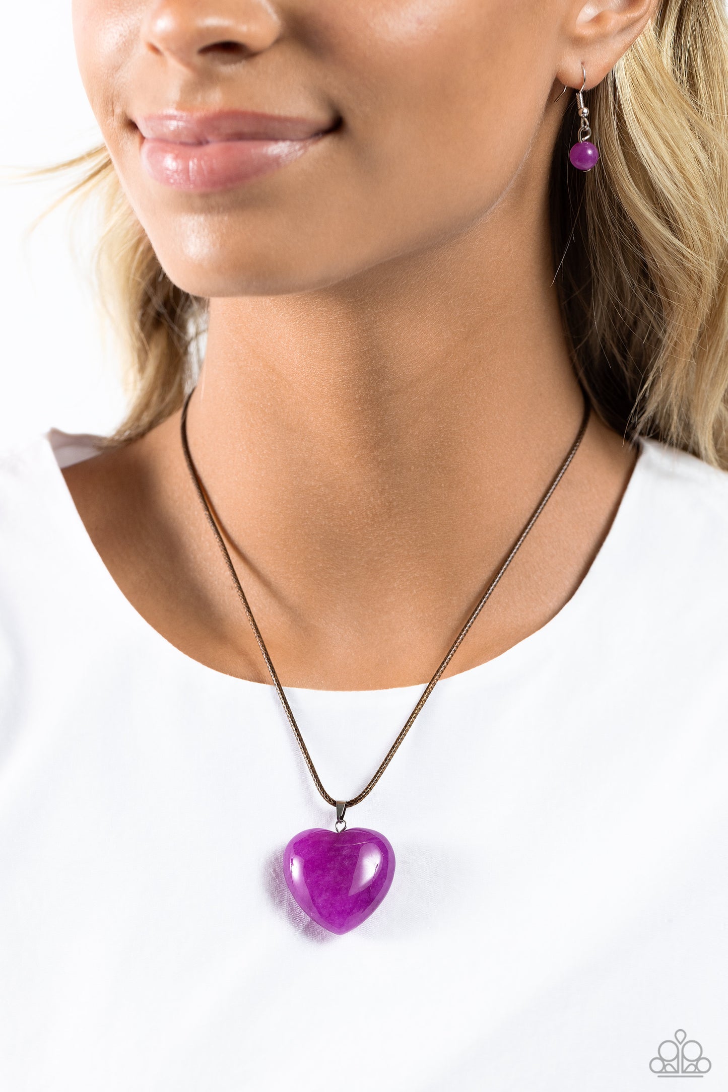 Serene Sweetheart - Purple Amethyst Stone Heart Necklace Paparazzi N1776