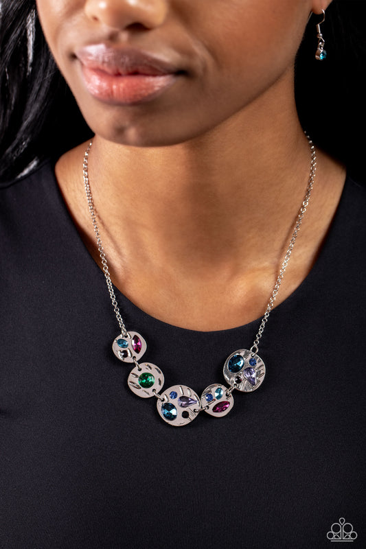 Handcrafted Honor - Multi Color Pink, Blue, Purple, Green Gem Silver Necklace Paparazzi N1719