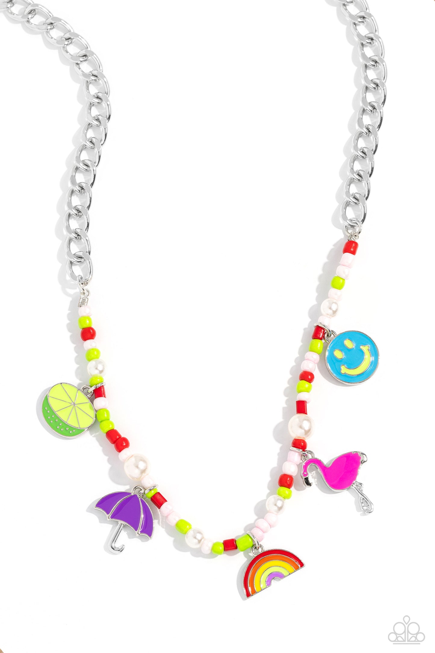 Summer Sentiment - Red, Pink, Seed Bead Colorful Summer Charm Necklace Paparazzi N1721