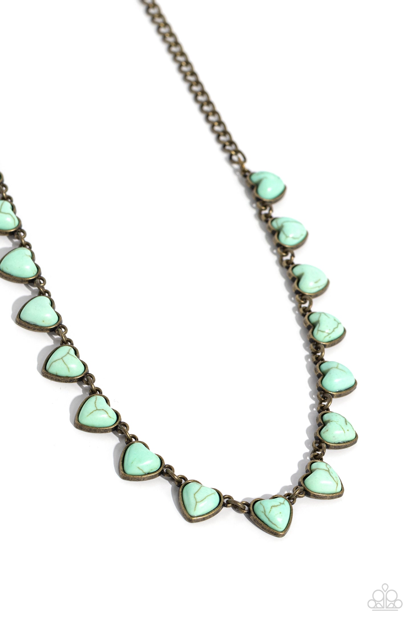 Sentimental Stones - Brass & Light Blue Stone Heart Necklace Paparazzi N2098