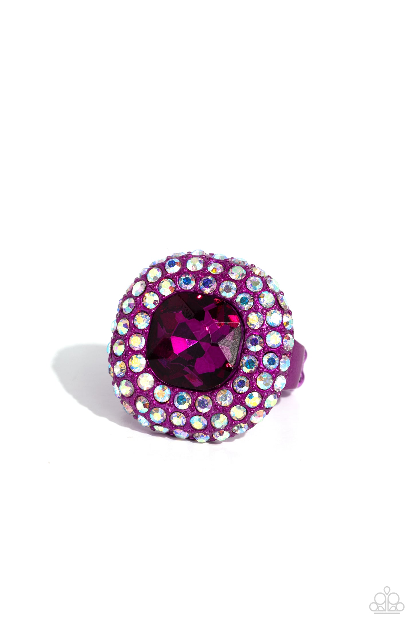 Glistening Grit - Pink Metallic Fuchsia Gem Ring Paparazzi R0628