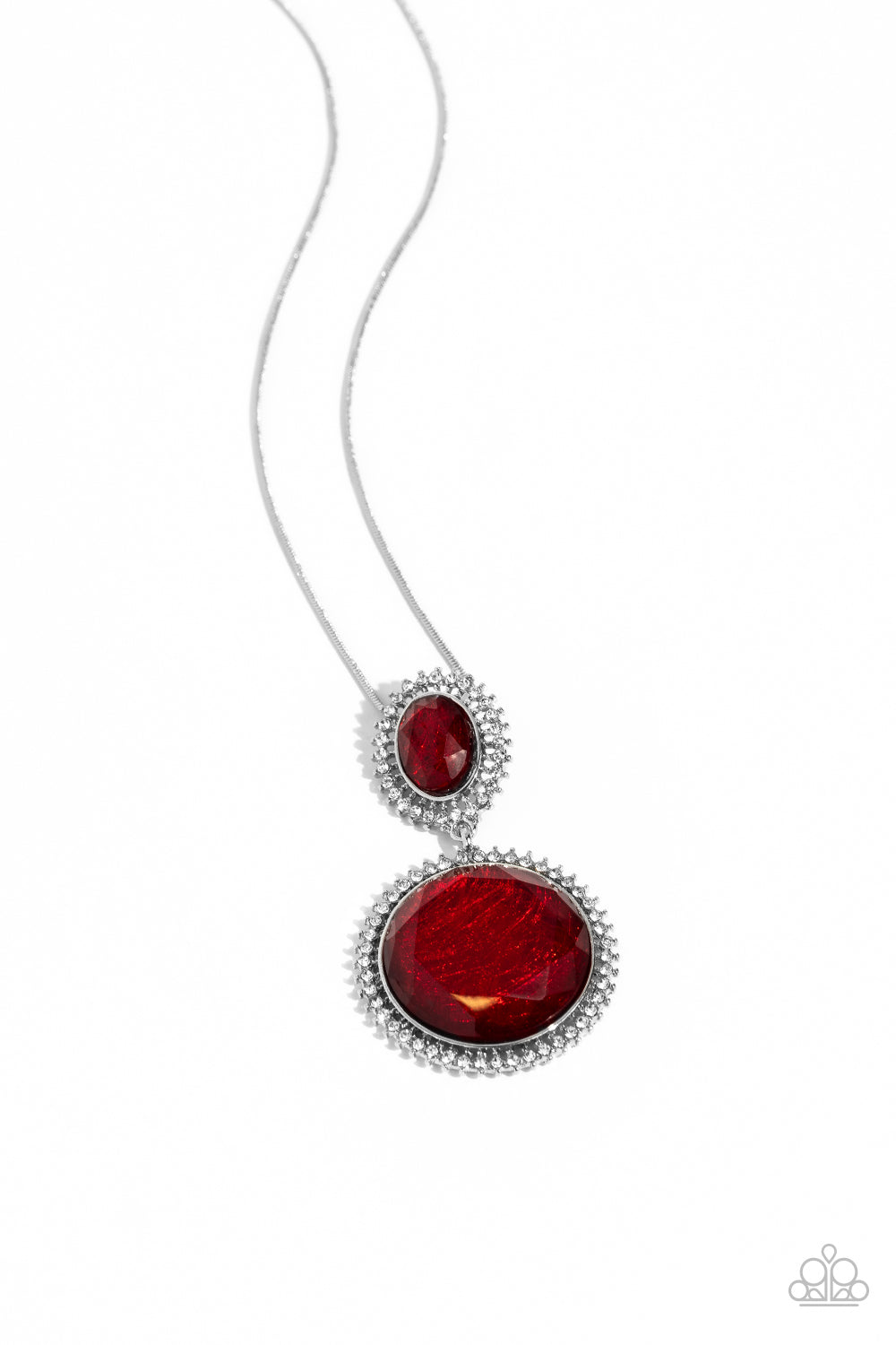 Castle Cadenza - Red Scratched Motif Silver Necklace Paparazzi N0460