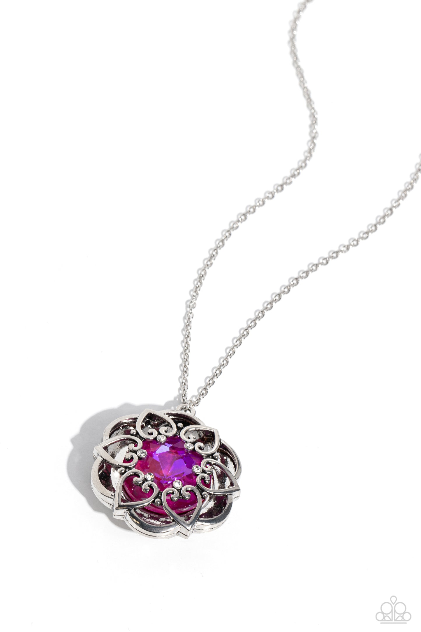 Flowering Fantasy - Pink Floral UV Gem Necklace Paparazzi N1758